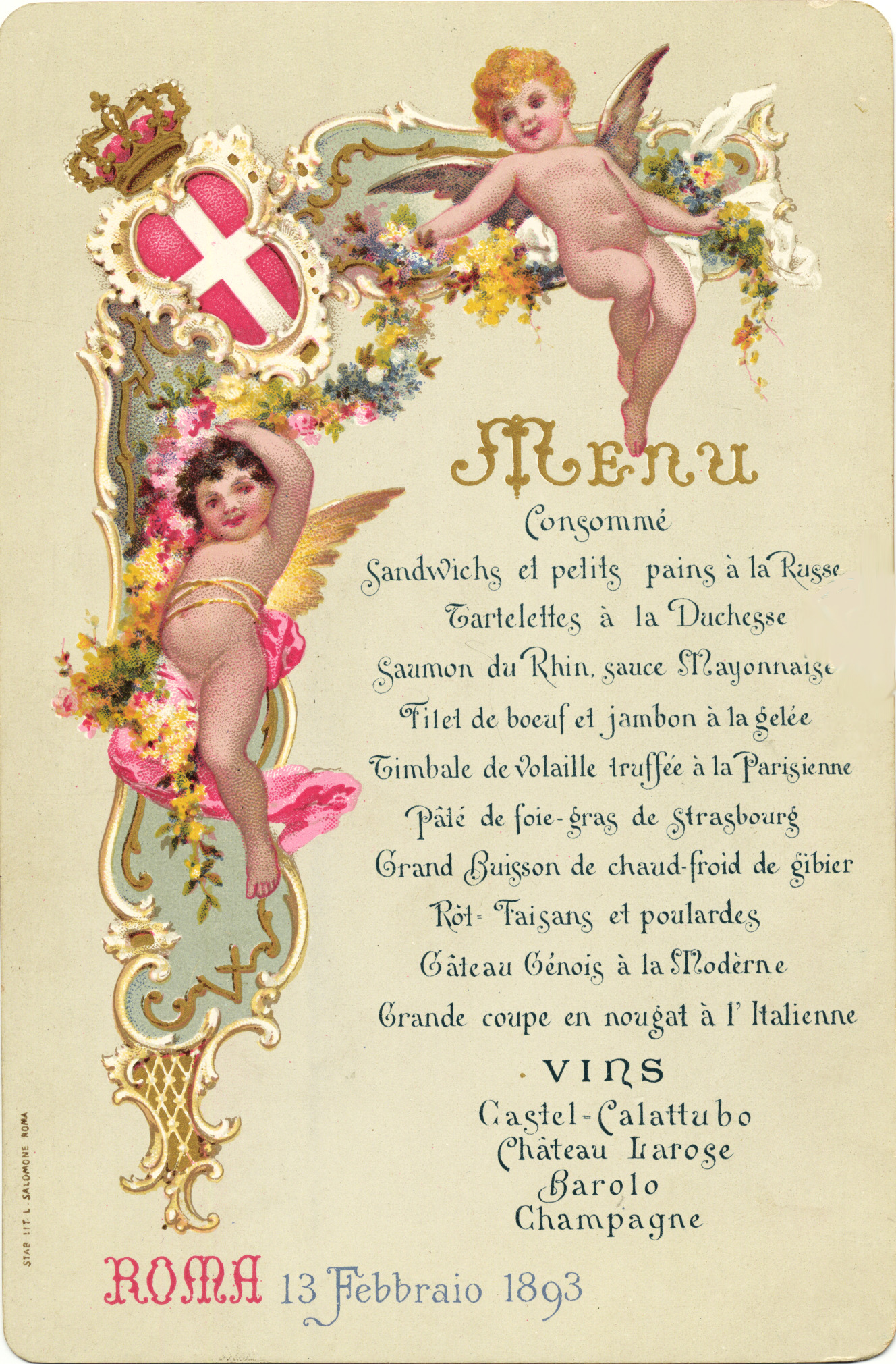menu reale casa Savoia